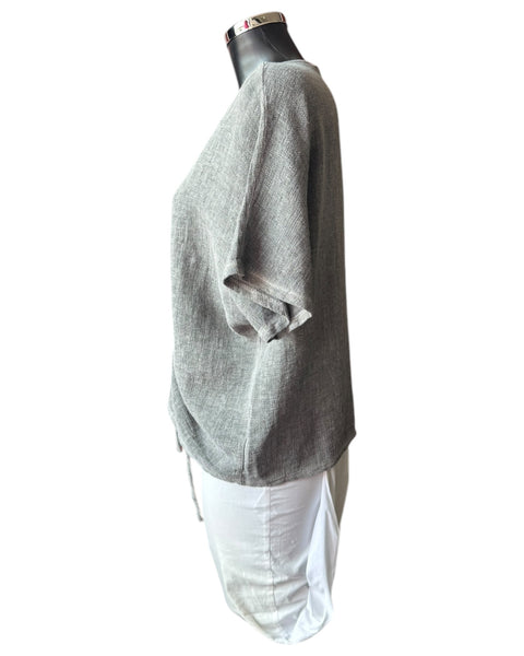 Casey range v neck ruched front top -  Grey