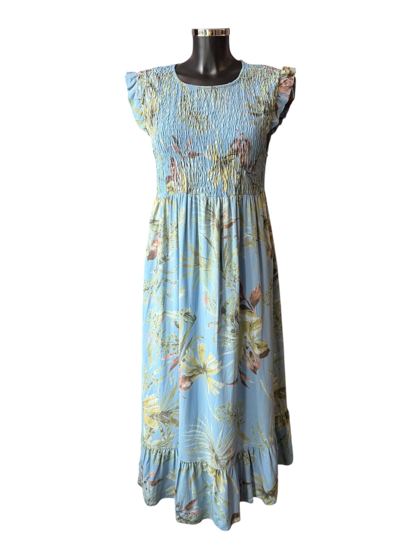 Molly midi dress tropical print dress - Denim