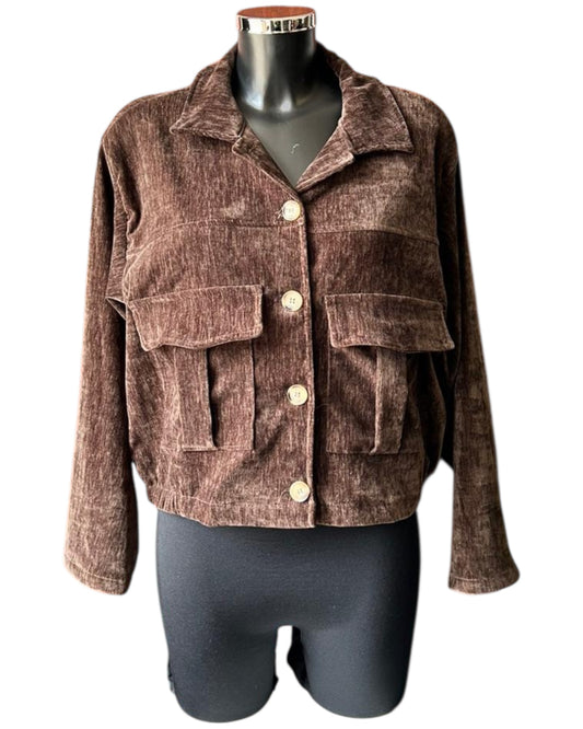 Roxy velvet feel bomber jacket - Chocolate