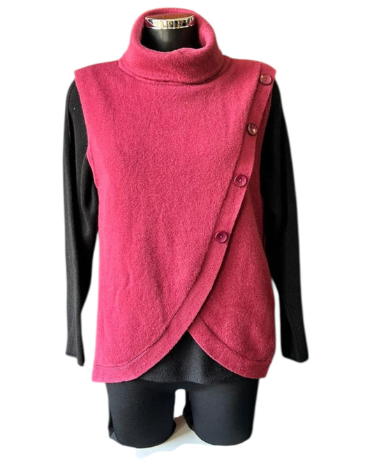 Tilly cowl neck wrap waistcoat top - Bordeaux