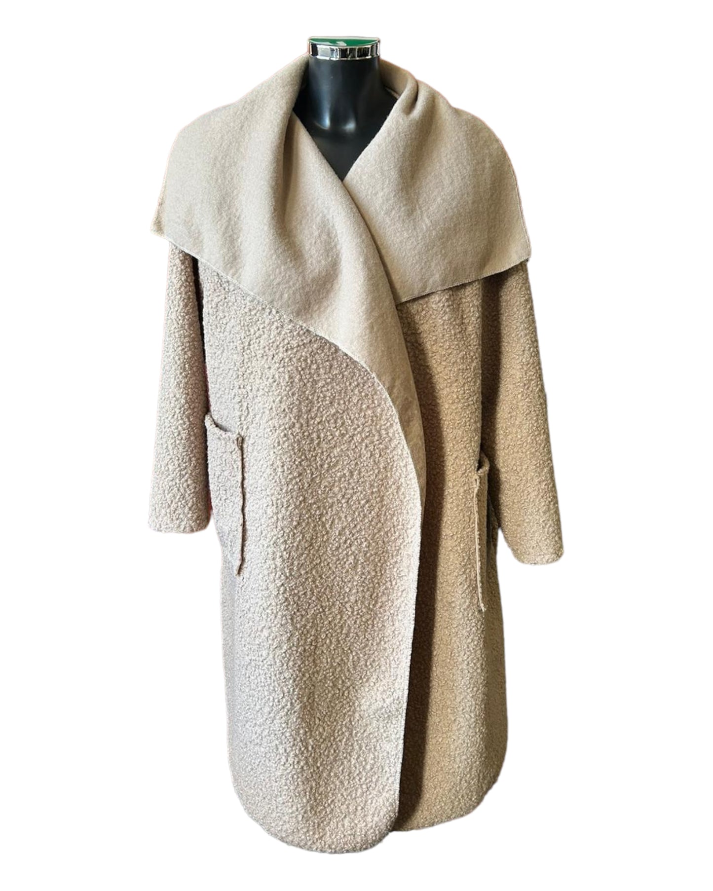 Delilah boucle waterfall coatigan - Biscuit