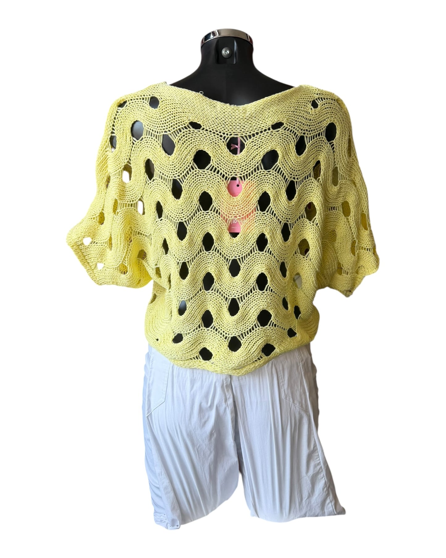 Faith open knit short jumper - Lemon