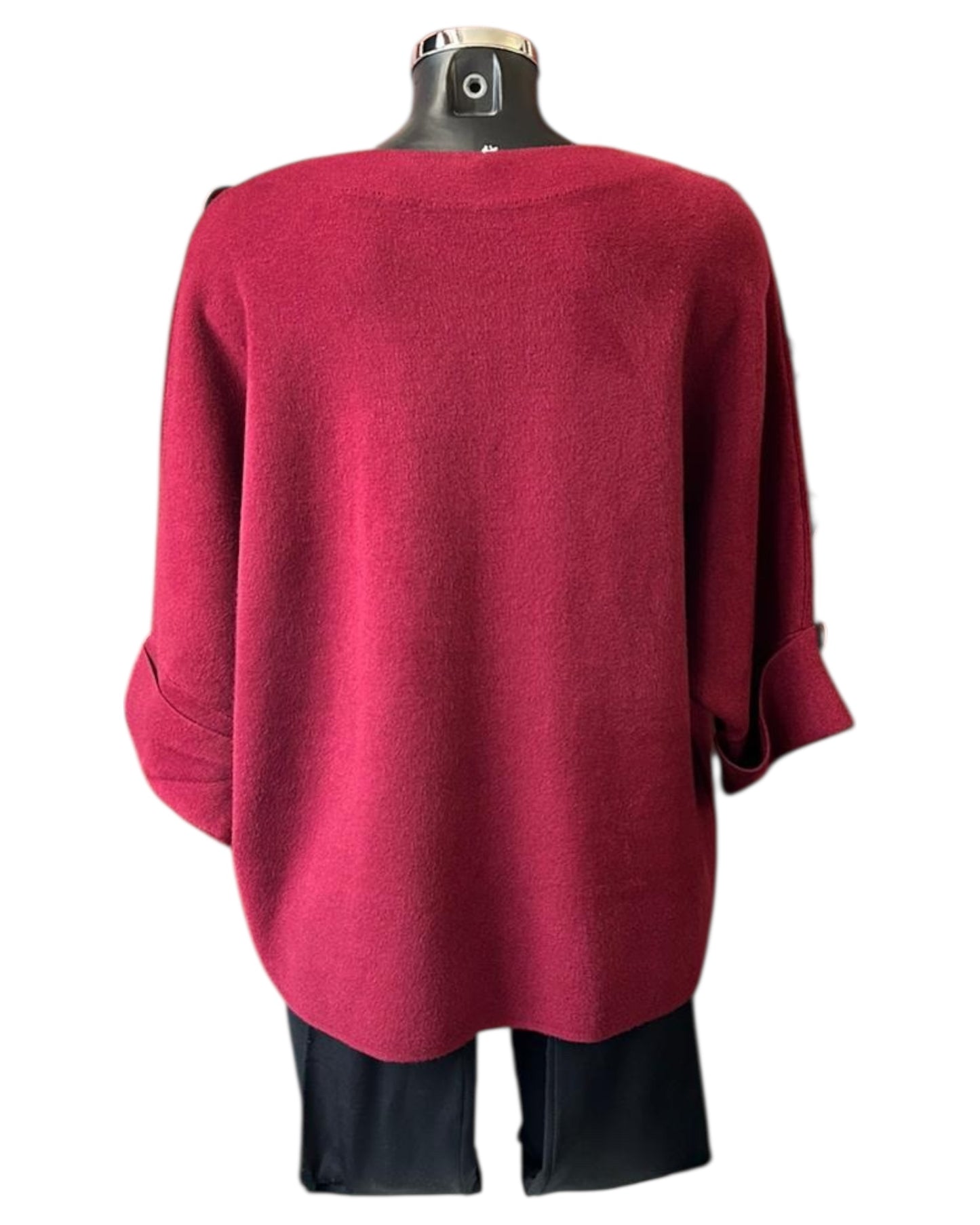 Freya premium knit gold button jumper - Bordeaux