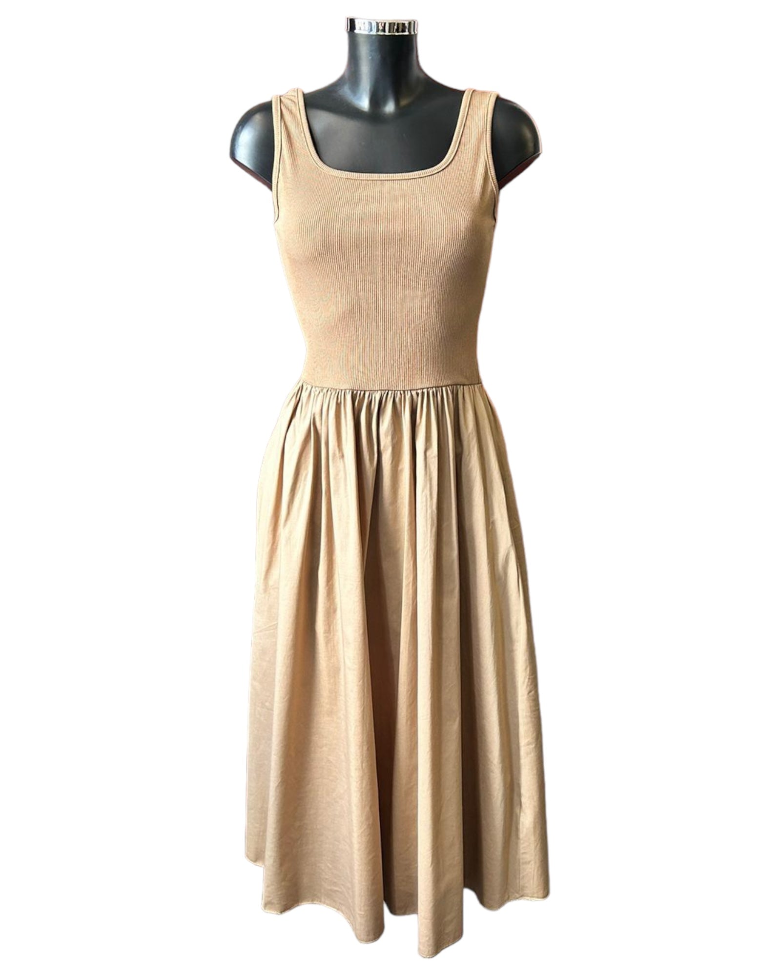 Brooke sleeveless layering midi dress - Caramel