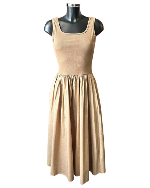 Brooke sleeveless layering midi dress - Caramel