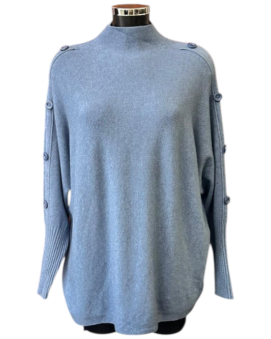 Simone button shoulder jumper - Denim