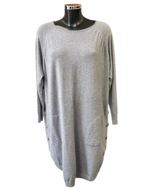 Patsy grey button detail tunic dress