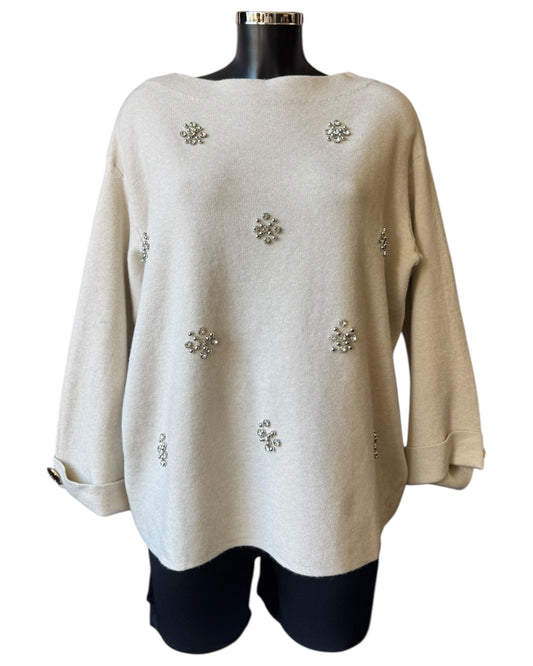 Erin embellished flower jumper - Beige