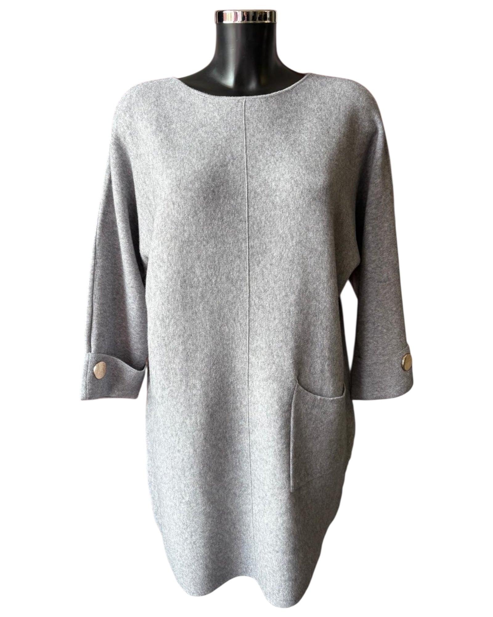 Leah premium knit tunic dress - Grey