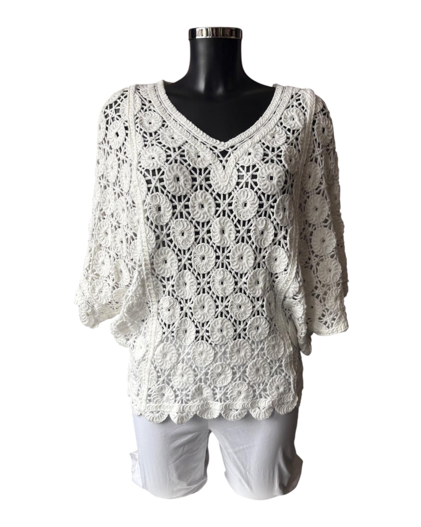 Nora v neck crochet top - Ivory