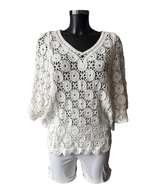 Nora v neck crochet top - Ivory
