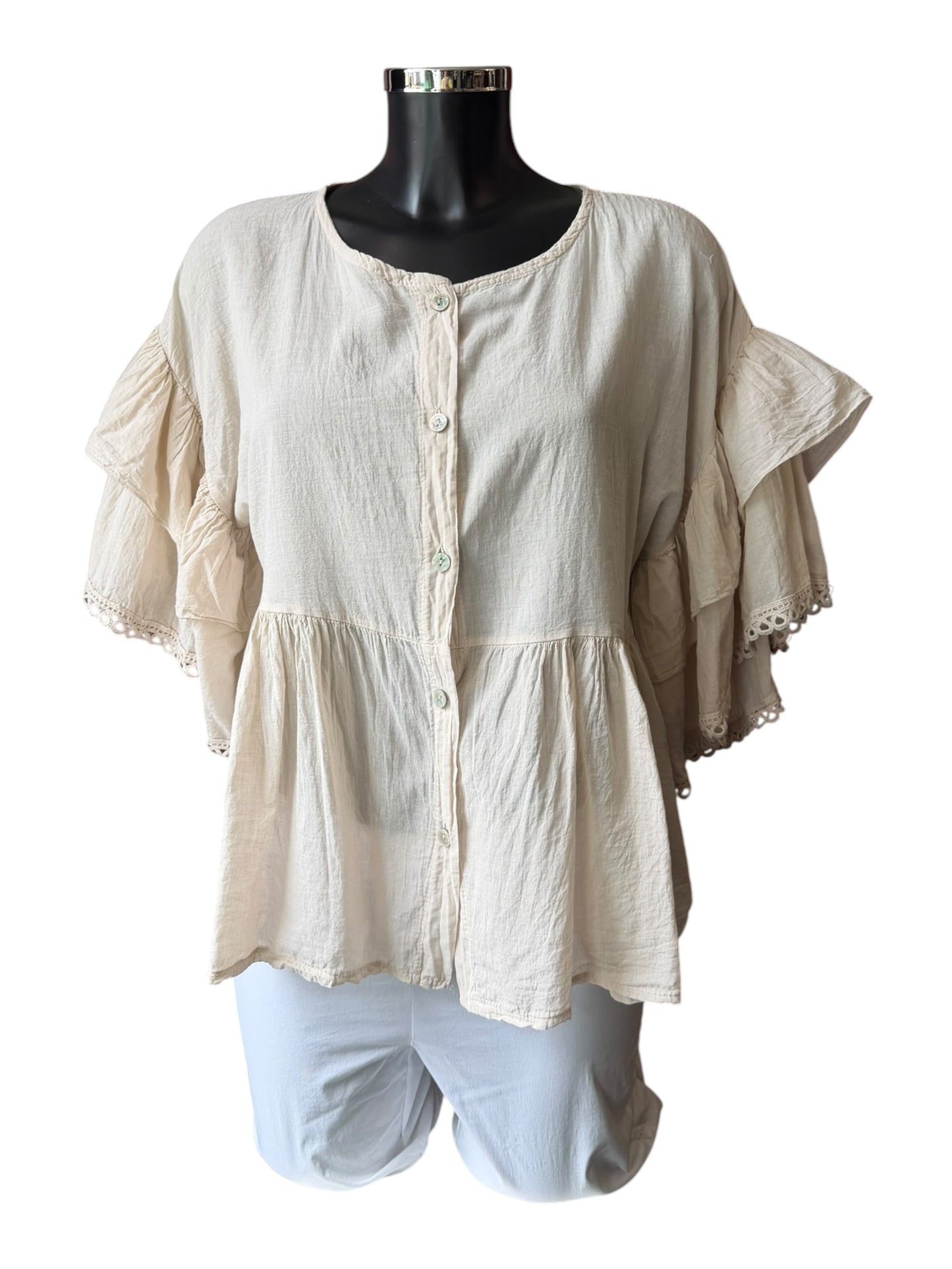 Sophia layered sleeve blouse - Beige