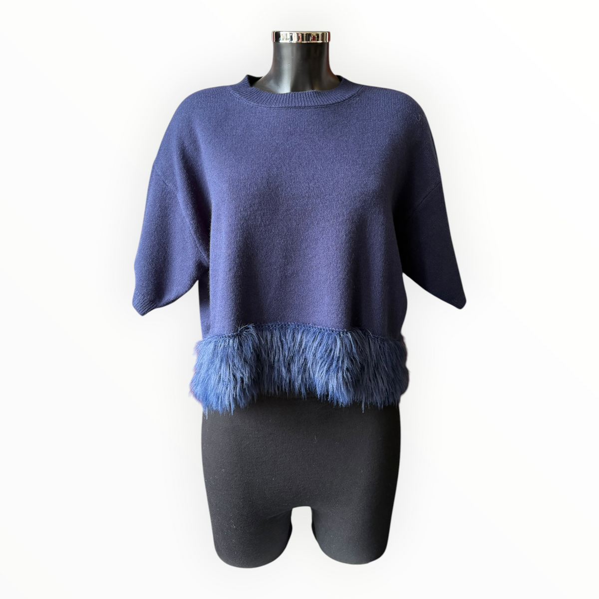 Faith boxy feather trim jumper - Navy