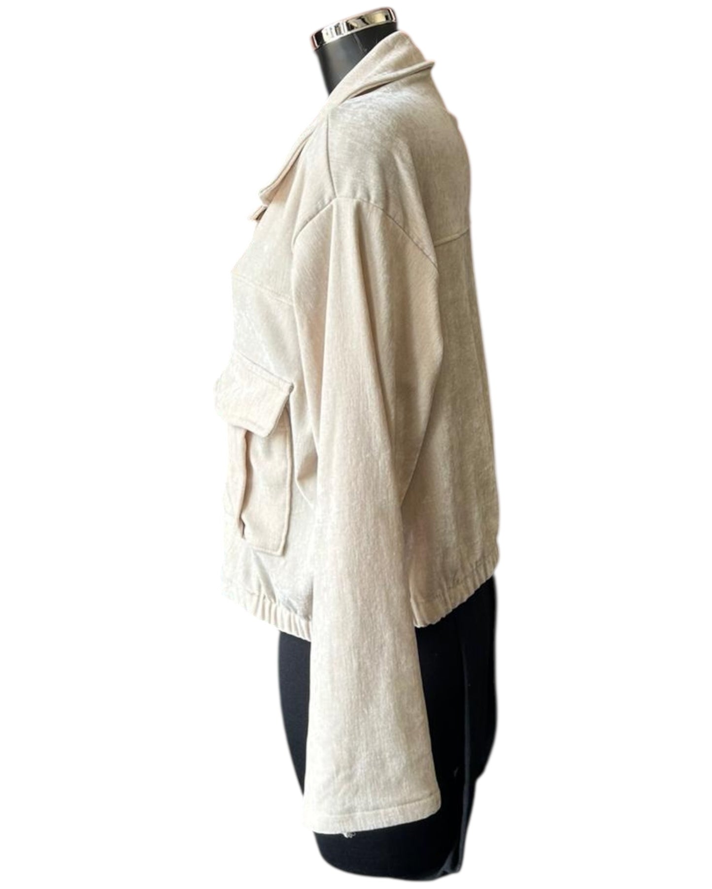 Roxy velvet feel bomber jacket - Cream