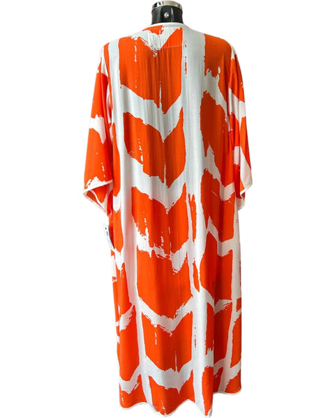 Tara Vao Karen long kimono - Orange/Ecru