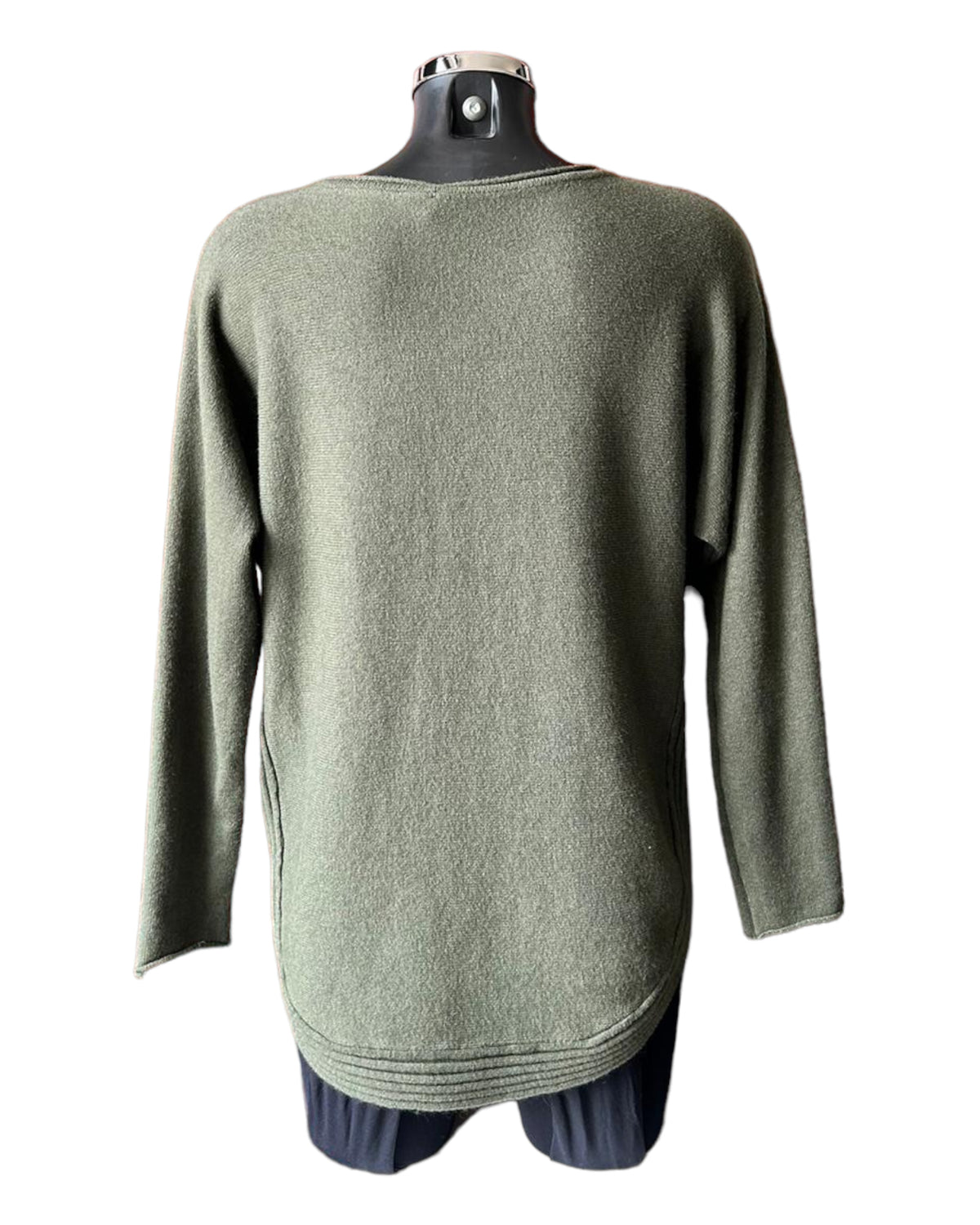 Camilla curved hem soft knitted jumper - Khaki