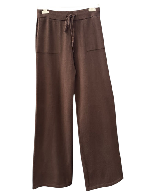 Davina premium knit wide leg trousers - Chocolate
