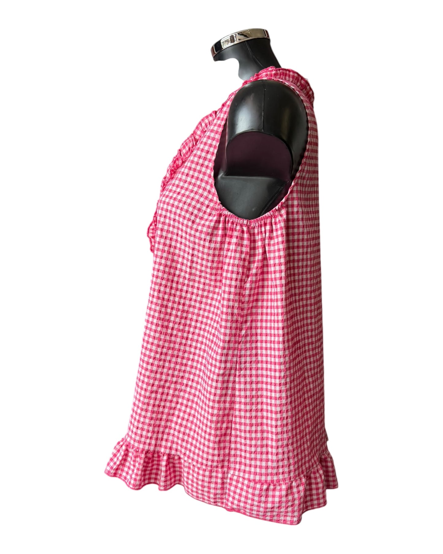Gia gingham check sleeveless top - Raspberry