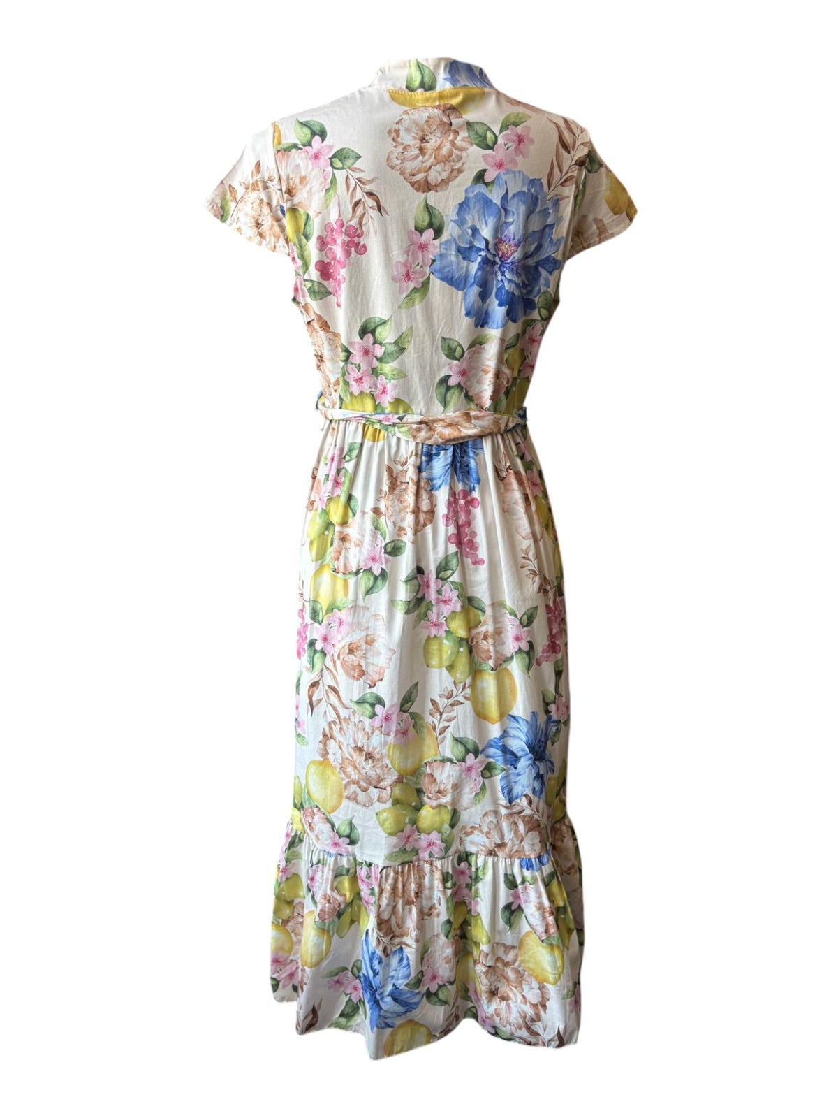 Connie floral belted dress - blue mix