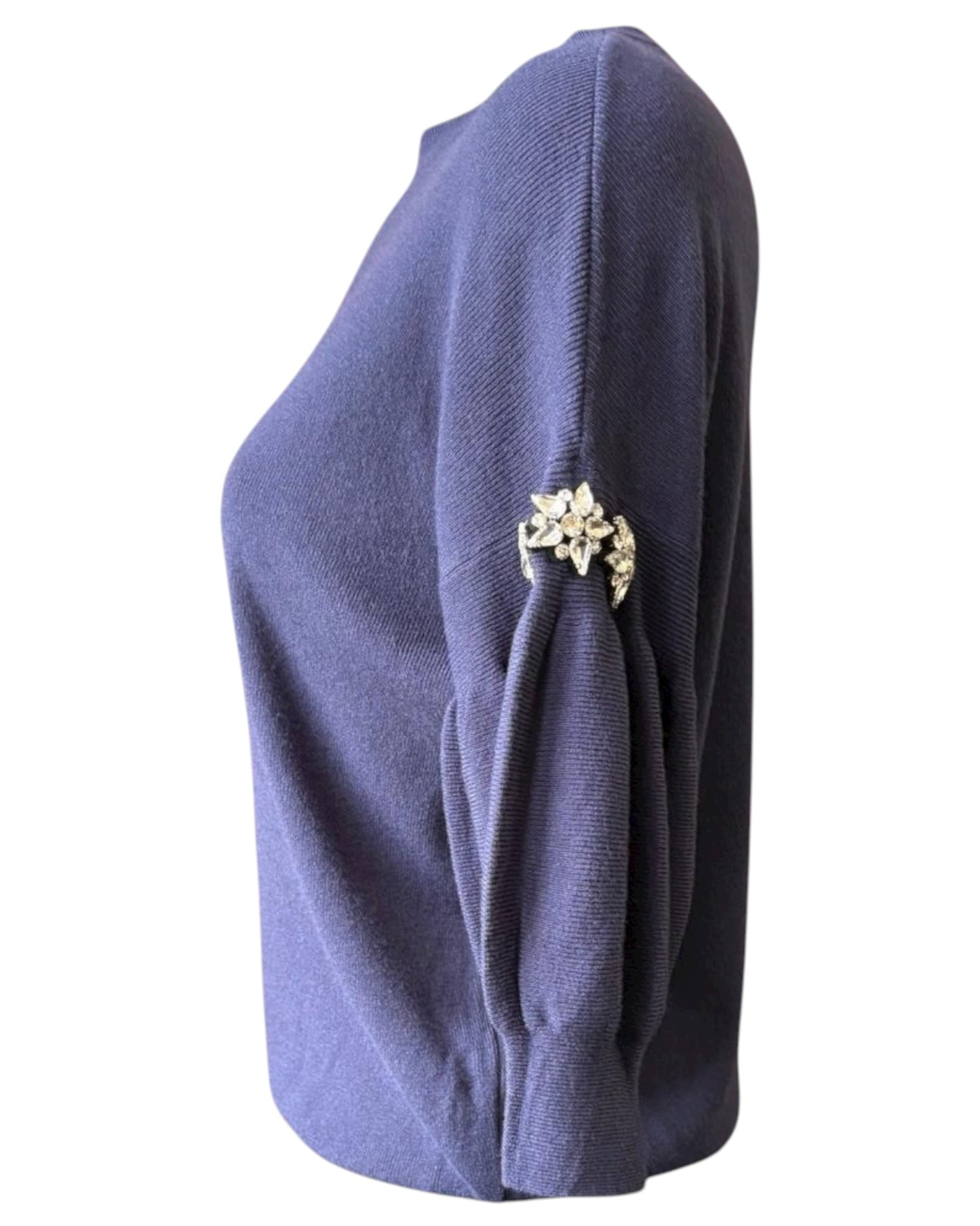 Eliza diamond puff sleeve short jumper - Navy