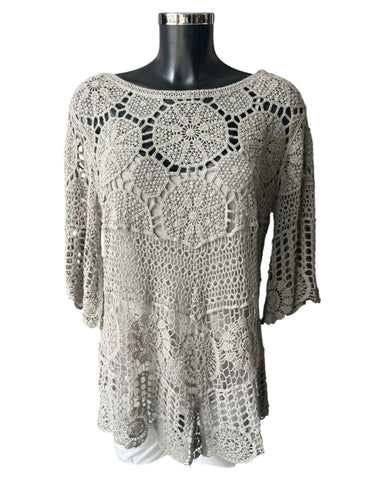 Bridgette 2 piece crochet top - Taupe