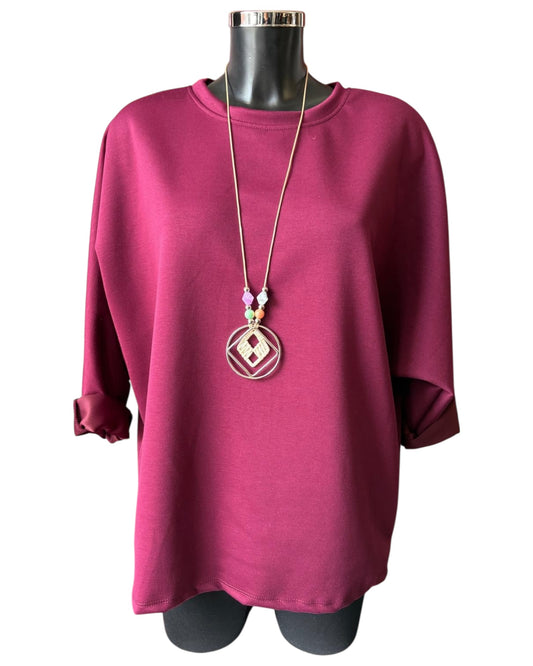 Jasmine soft touch necklace top - Bordeaux