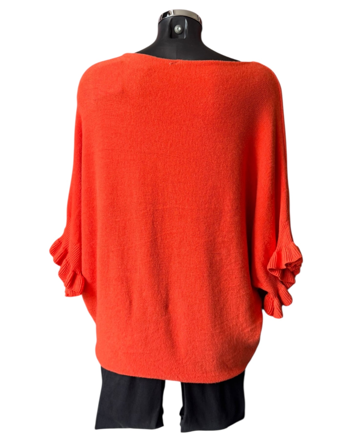 Alissa batwing frill cuff jumper - Orange
