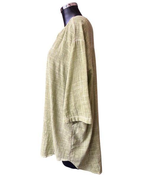 Ivy button detail tunic top - Lime