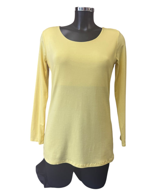 Bonnie basic layering long sleeve top - Lemon