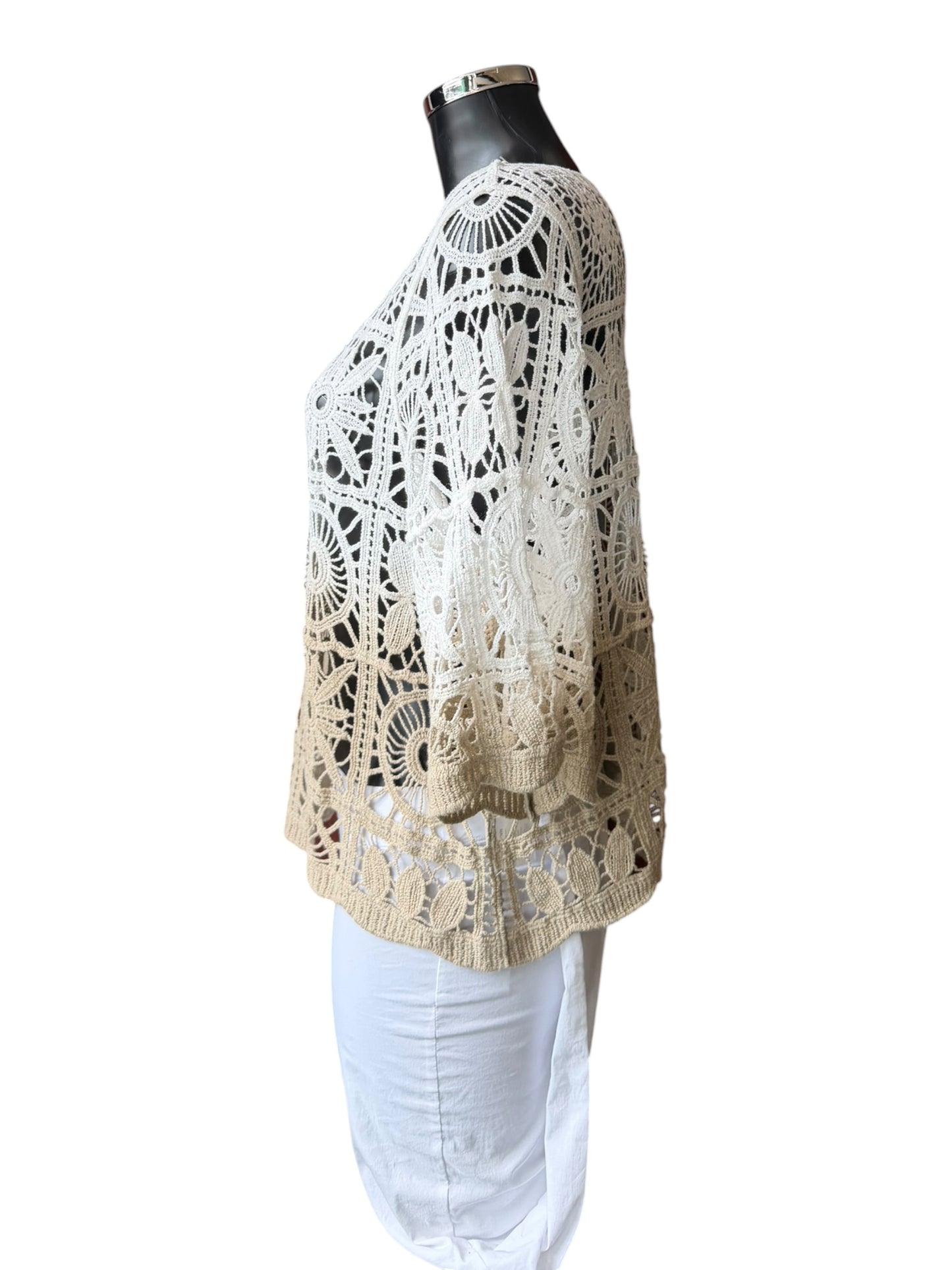 Clara dip dye crochet top - taupe mix