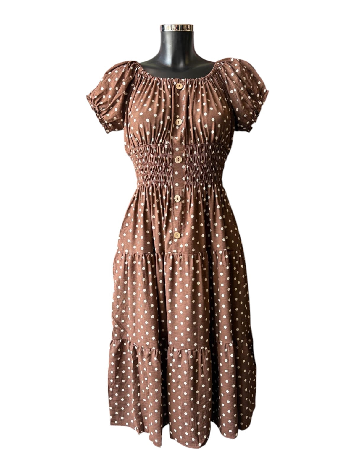 Molly Bardot midi tiered dress - Chocolate Spot