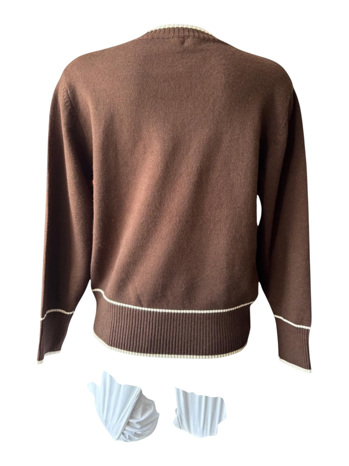Morag contrast trim v neck jumper - Chocolate