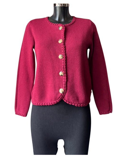 Sasha gold button cardigan - Wine