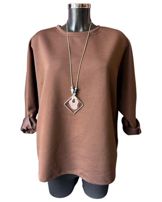 Jasmine soft touch necklace top - Chocolate