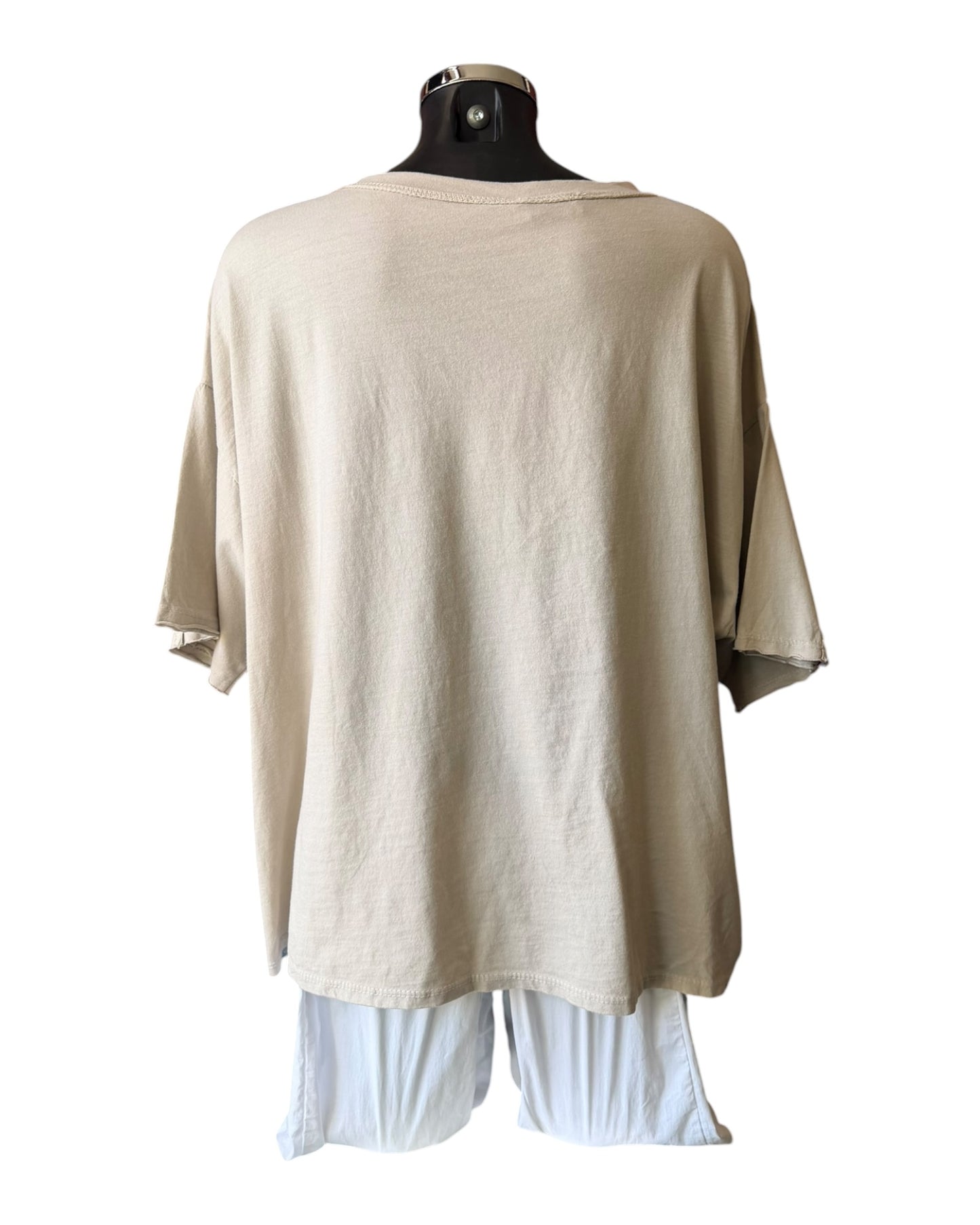 Amilla small flowers linen mix top - beige