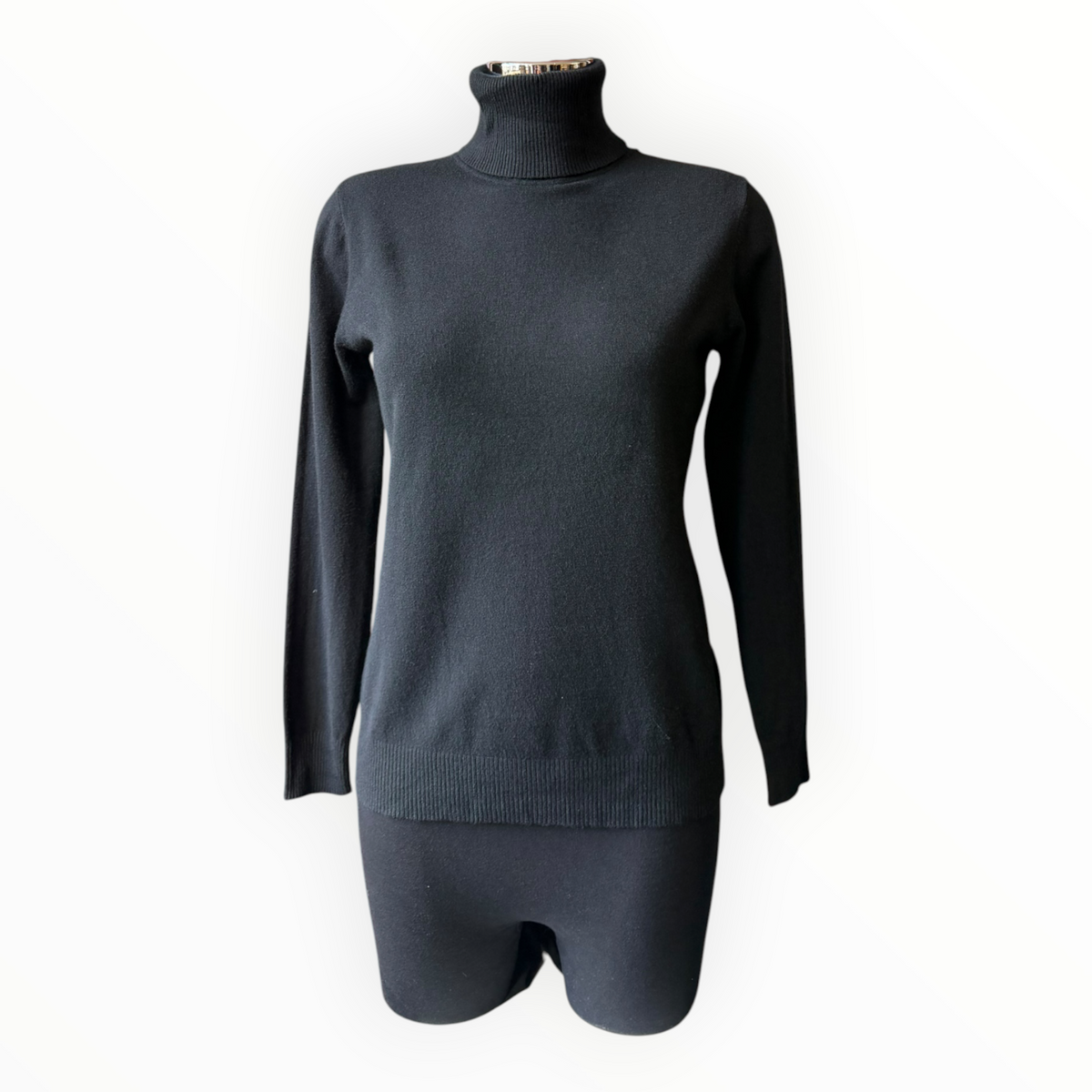 Zara fine knit polo neck - Black