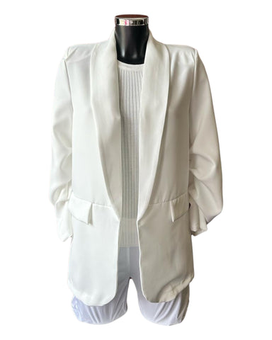 Becky ruched sleeve blazer - Ivory