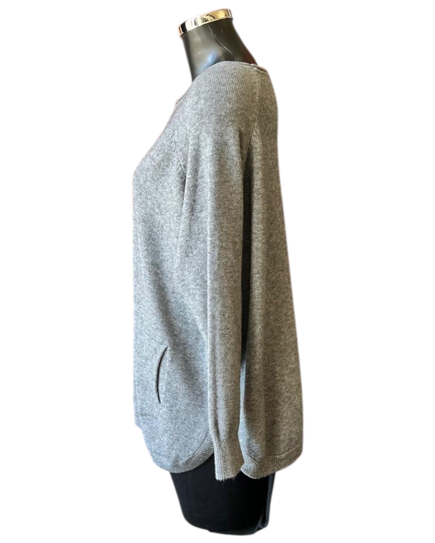 Callie button side soft knitted jumper - Grey