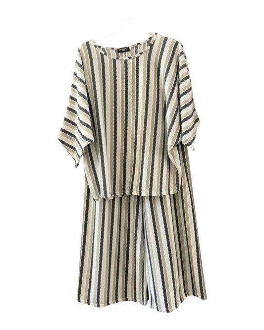 Paloma 2 piece striped co-ord trouser suit - Grey mix