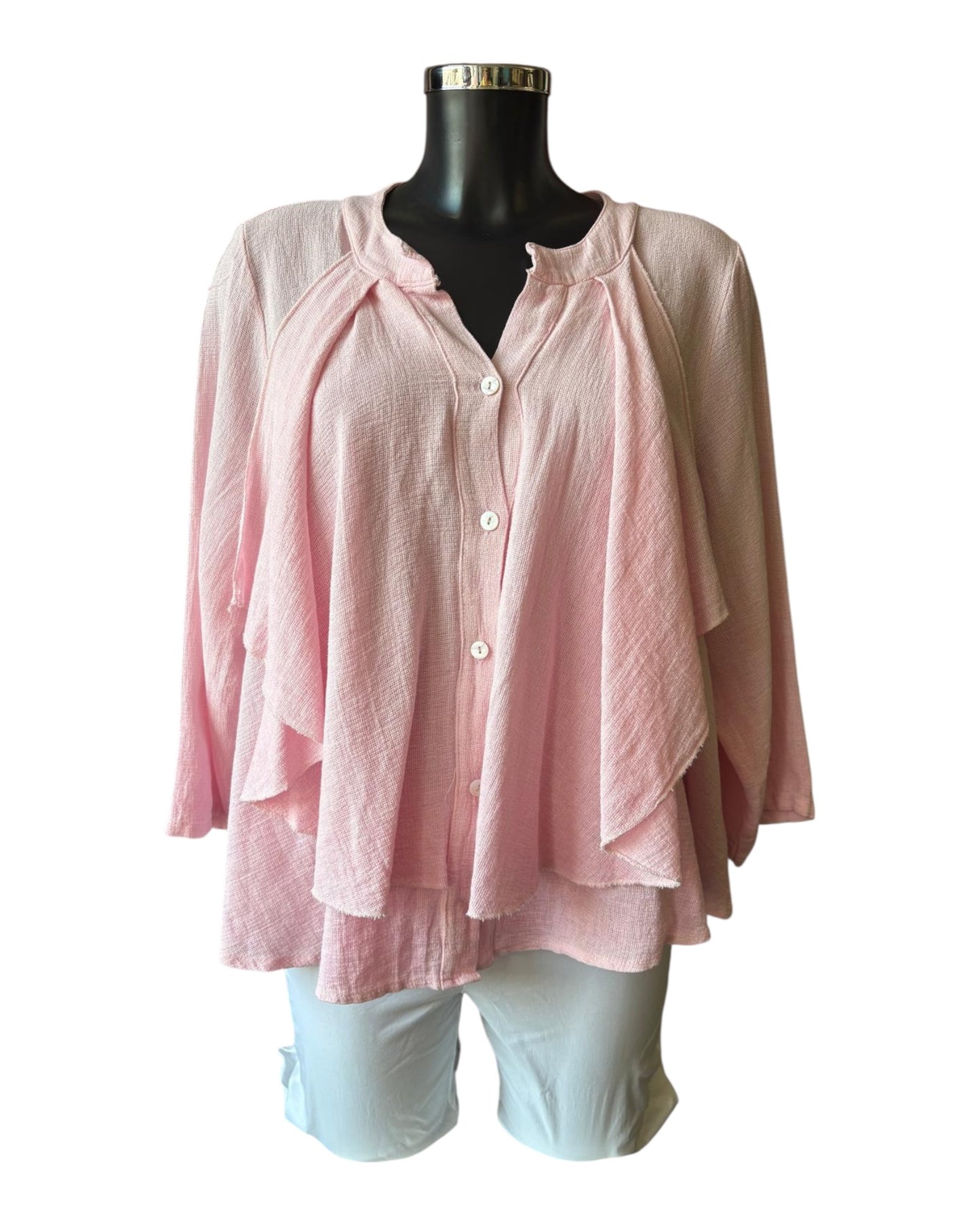 Casey range ruffle front top - Pink
