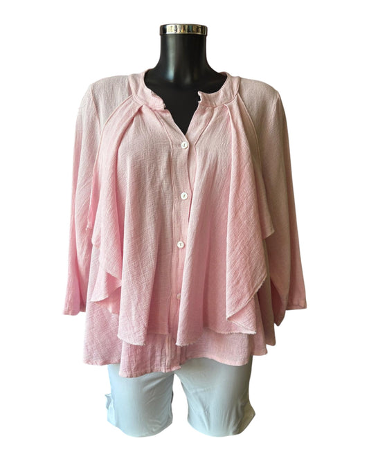 Casey range ruffle front top - Pink
