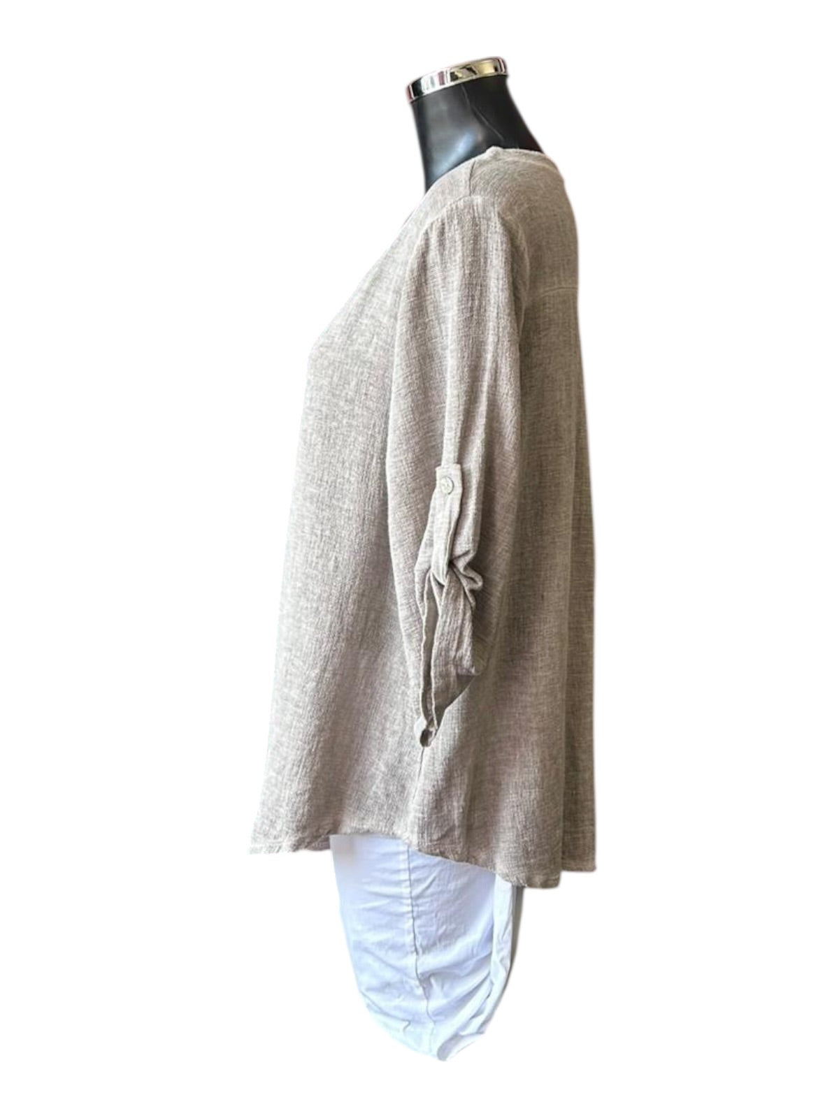 Casey range v neck button top - Mocha