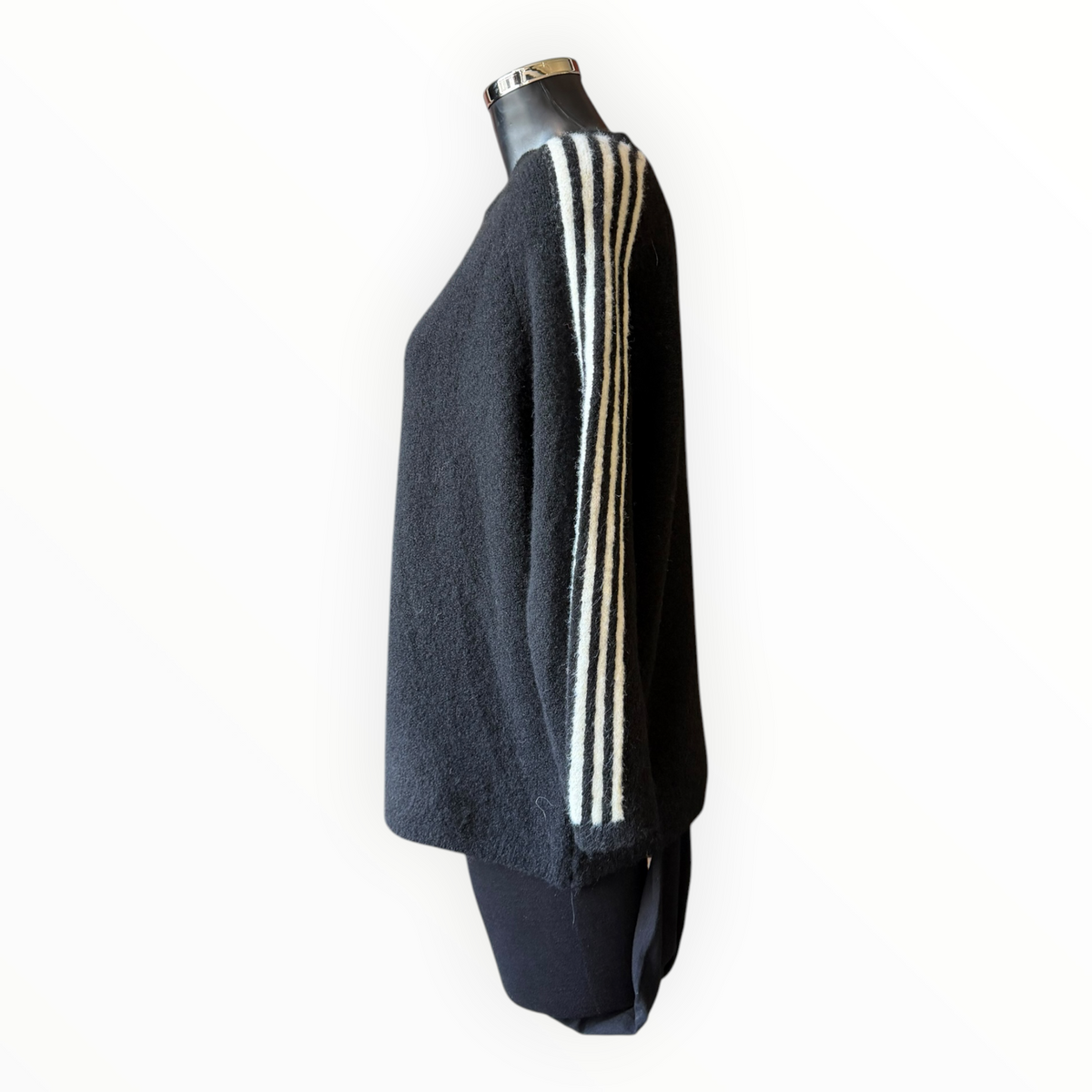 Ada striped arm soft knit jumper - Black