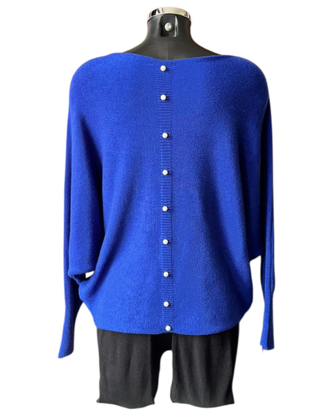 Cassie pearl back batwing jumper - Royal