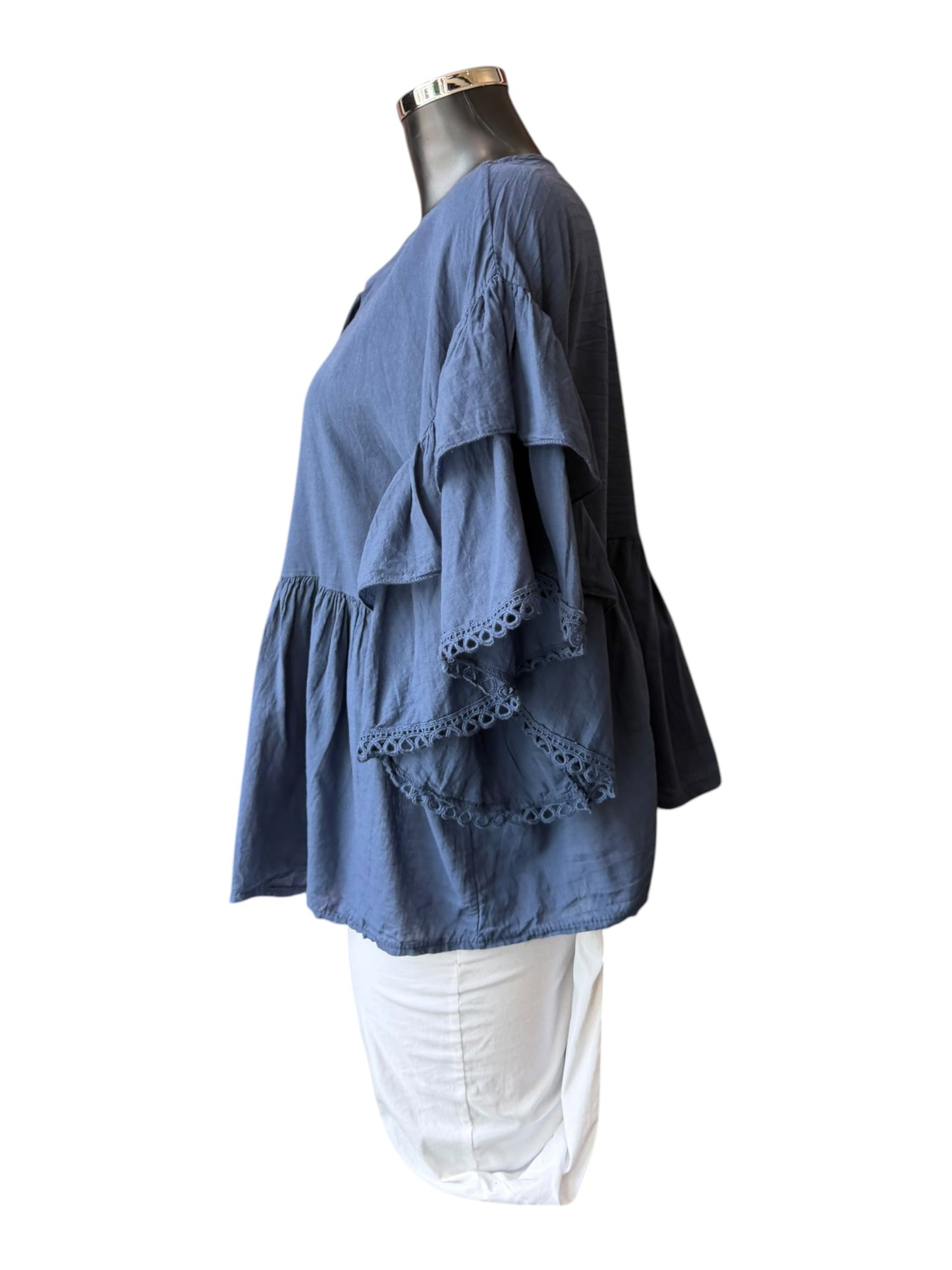 Sophia layered sleeve blouse - Navy