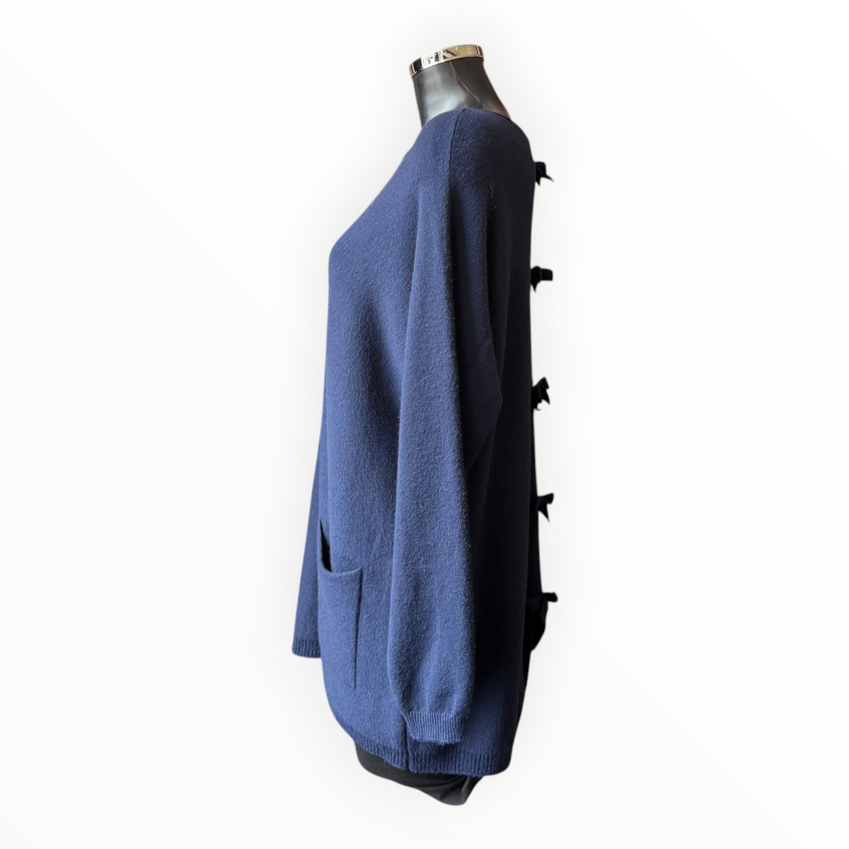 Belinda bow back pocket jumper - Navy