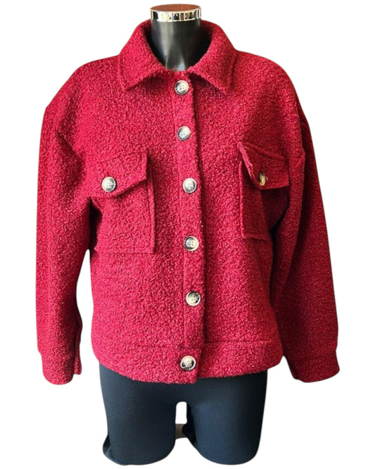 Gina boucle bomber jacket - Bordeaux