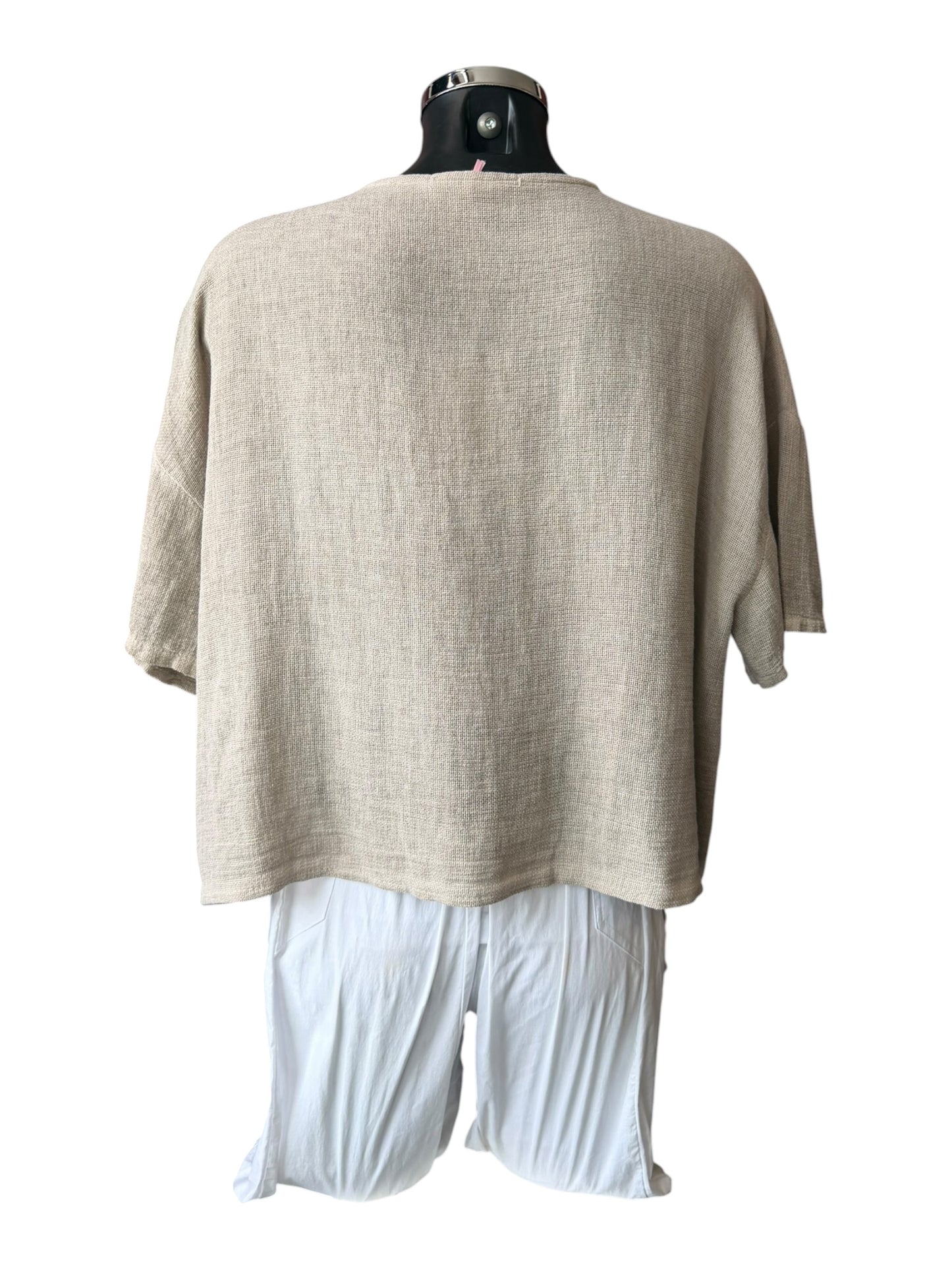Casey range mesh trim cardigan top - Mocha