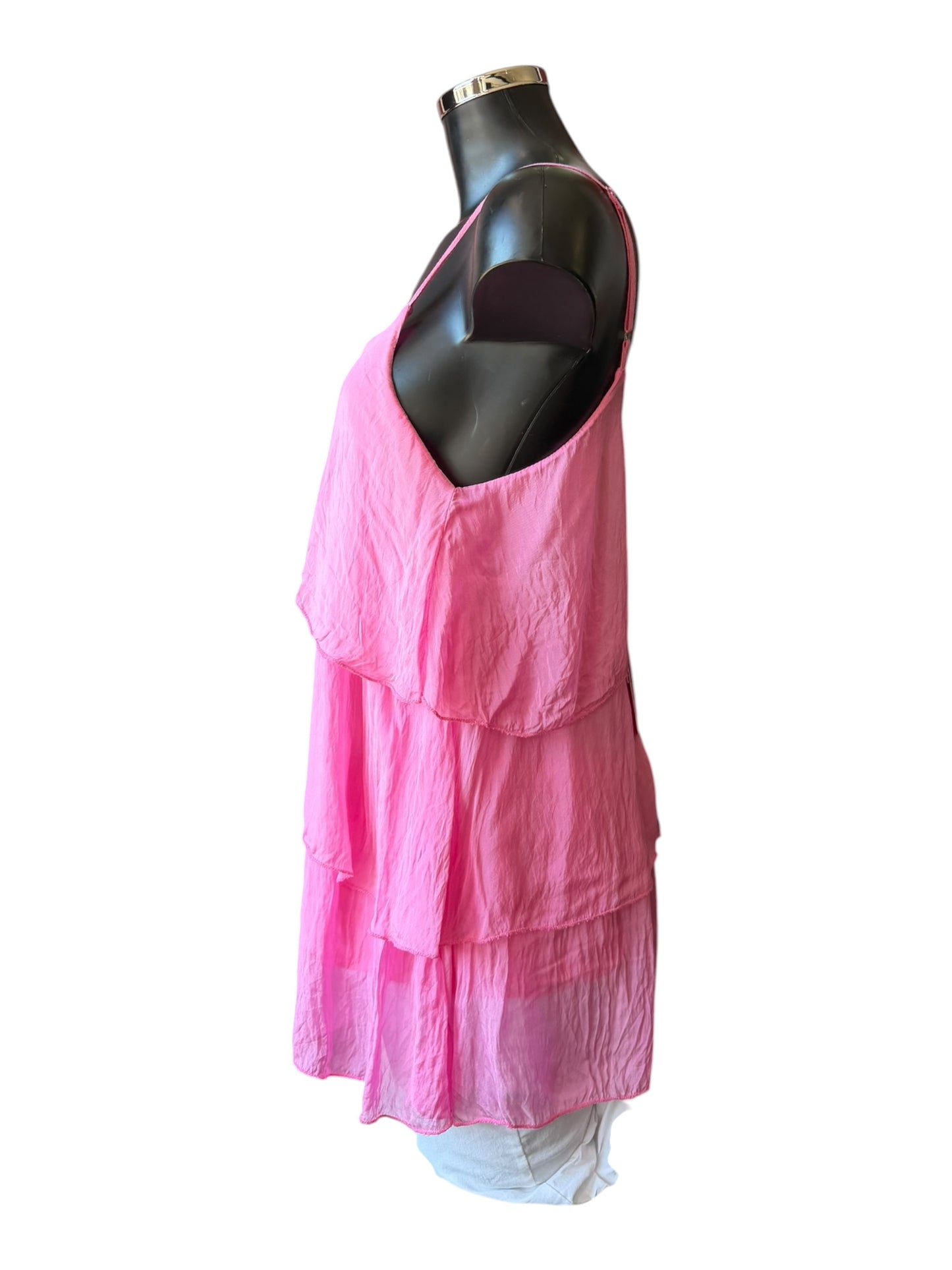 Sasha silk range tiered strappy top - candy pink