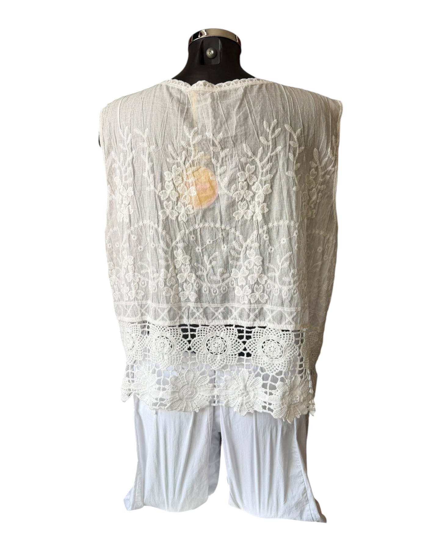 Sally embroidered crochet trim sleeveless top